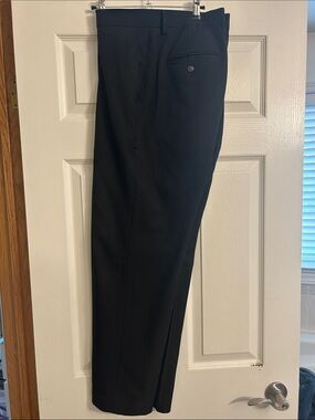 Haggar Black Dress Pants with Blue Waistband Trim